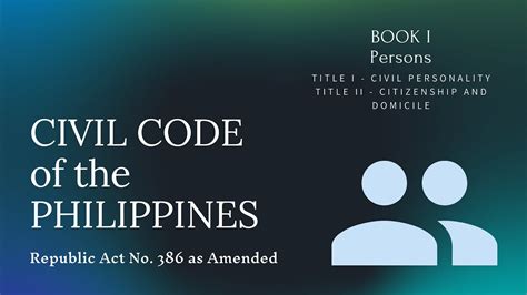 commencement of civil personality|Civil Code (Book 1) of the Philippines .